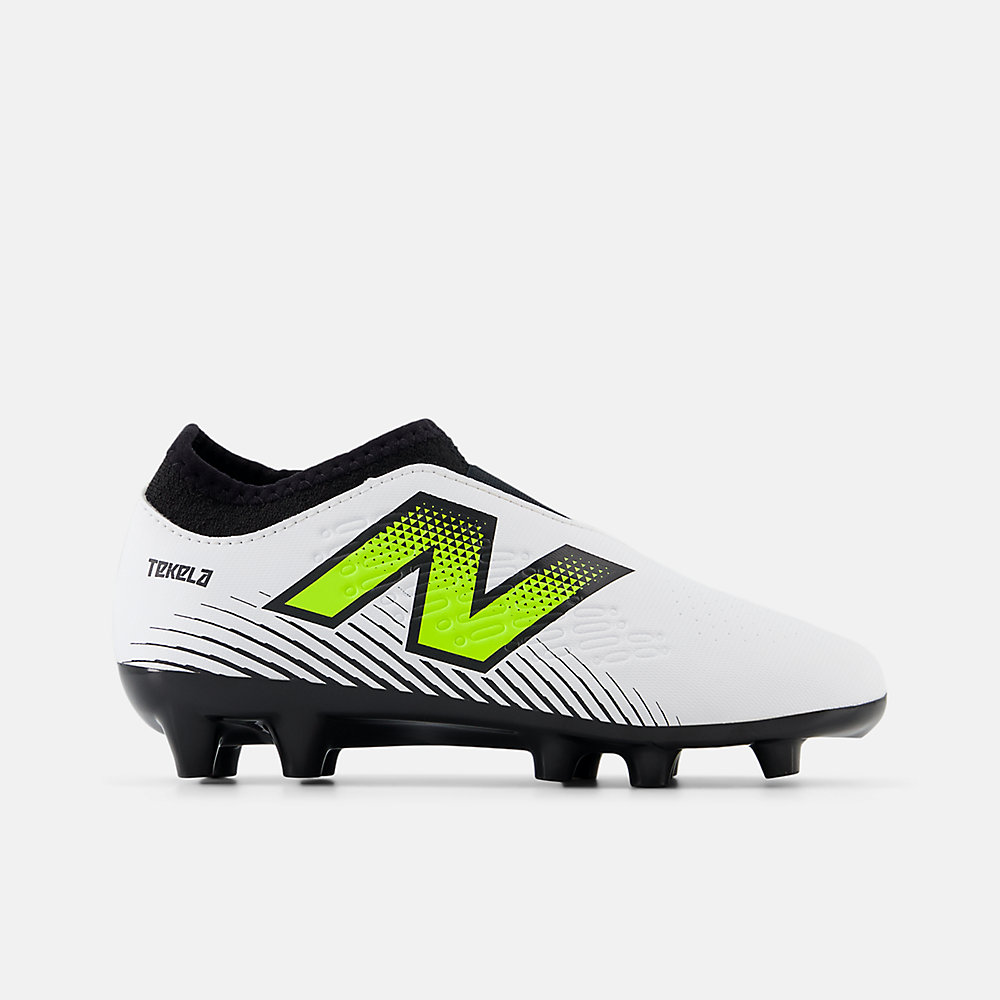 New Balance TEKELA MAGIQUE JNR FG V4+ Shoes White with Hi-lite and Black